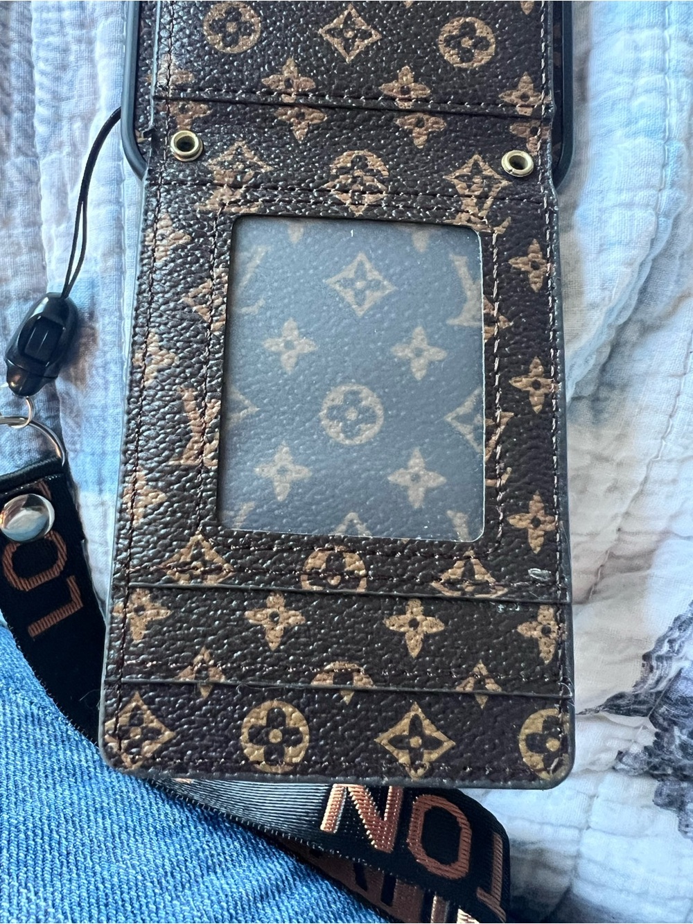 Monogram Brown Card Wallet Phone Case with Strap-iPhone 13 pro max - Picture 10 of 10